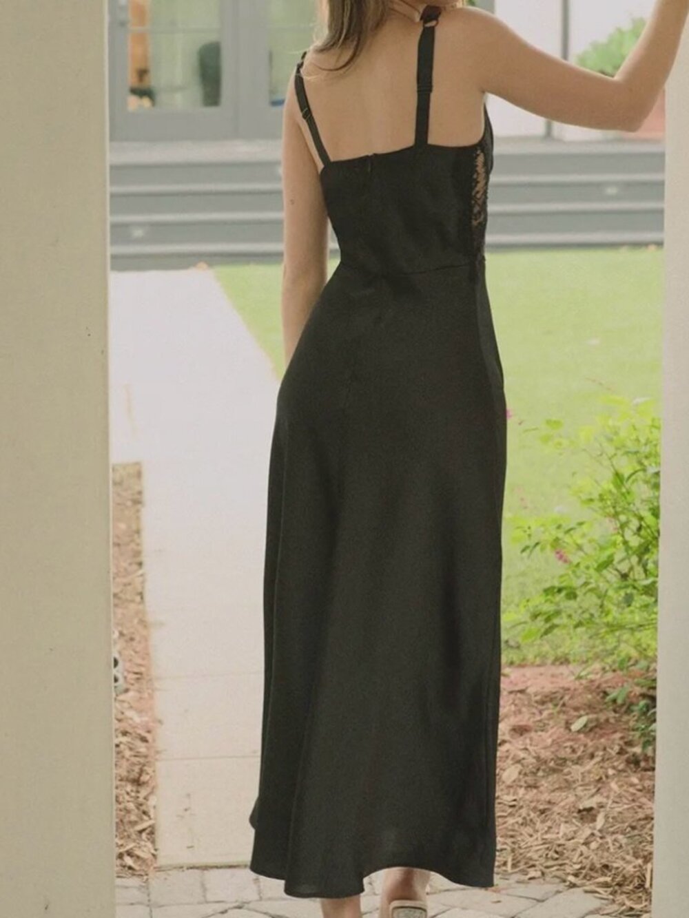 Dress Forum Lace Inset Satin Midi Dress - Picture 2 of 6